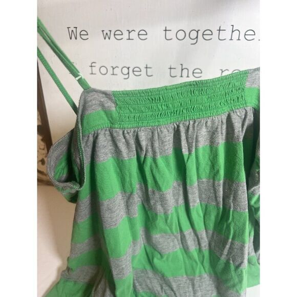 Vintage Y2K Grunge Victoria's Secret PINK Green Cotton Striped Tank Top. Ii - Picture 4 of 4